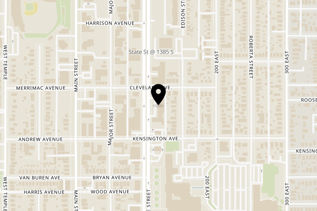 Map showing the location of Mahider Ethiopian Restaurant & Market on 1465 State St #7 in Salt Lake City